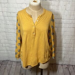 Lucky Brand Yellow Peasant Shirt size med